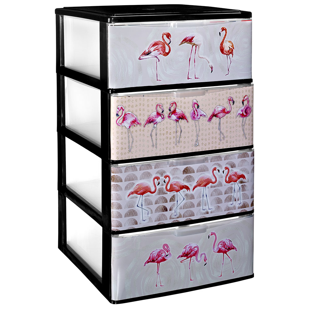 Cajonera de Plástico Apilable para Almacenaje – Flamencos | COMFORT HOUSE
