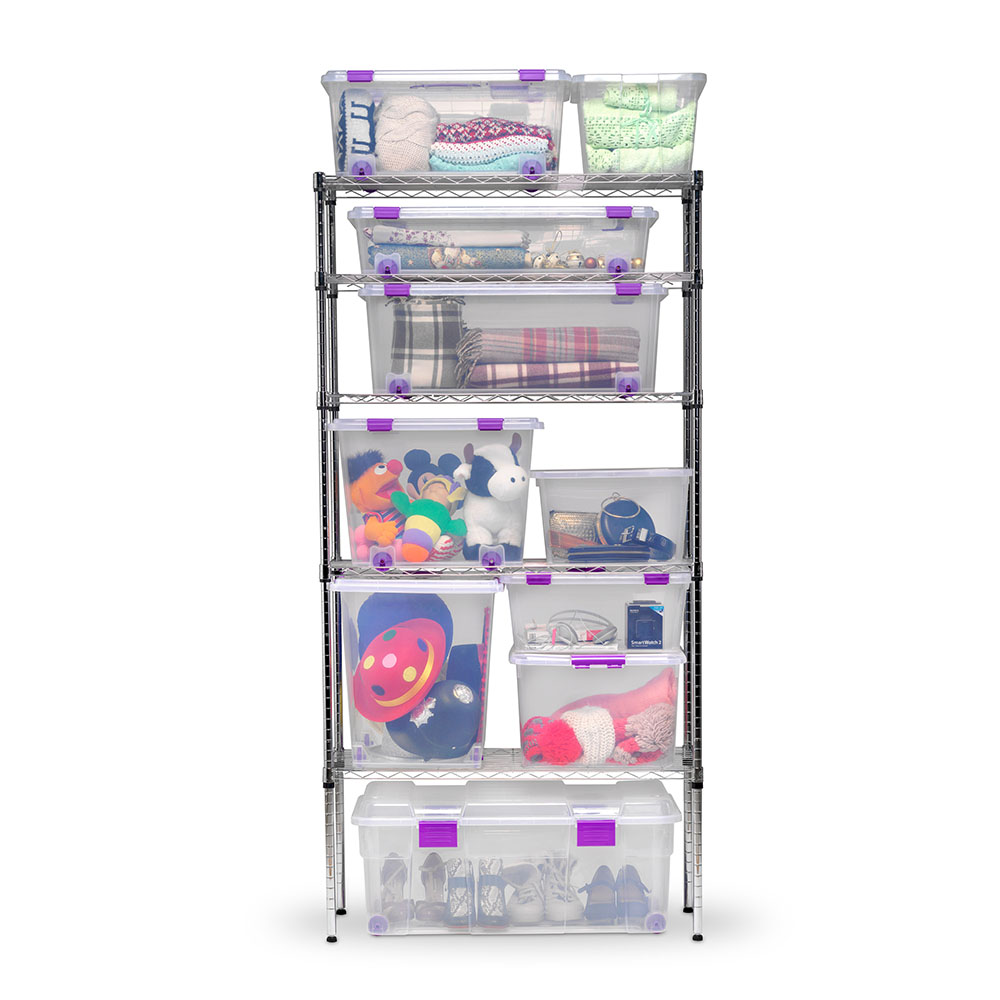 Caja Plástico Almacenaje con Ruedas, Cierres y Tapa Antipolillas 52