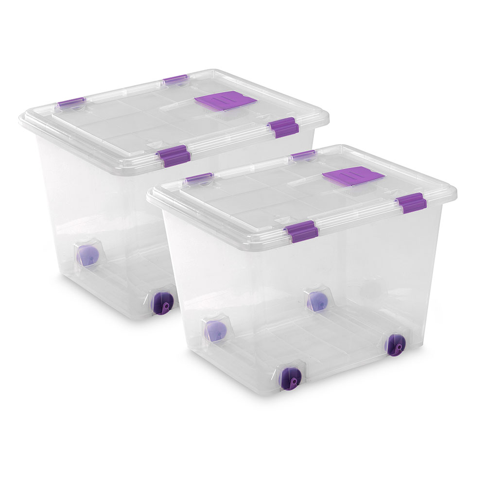Comfort House - Caja Plástico Almacenaje con Ruedas, Cierres y Tapa  Antipolillas – 52 Litros 31,95€ – 59,95€ .    . Cajas de plástico de