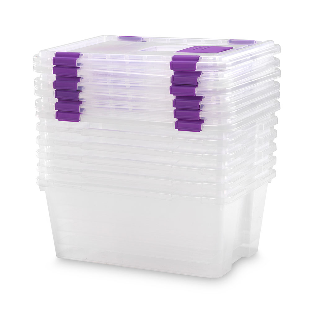 Caja de Plástico Almacenaje con Cierres y Tapa Antipolillas - 20 Litros